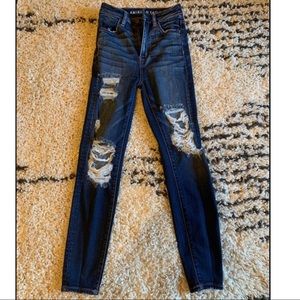 American Eagle High-Waisted distressed jeans